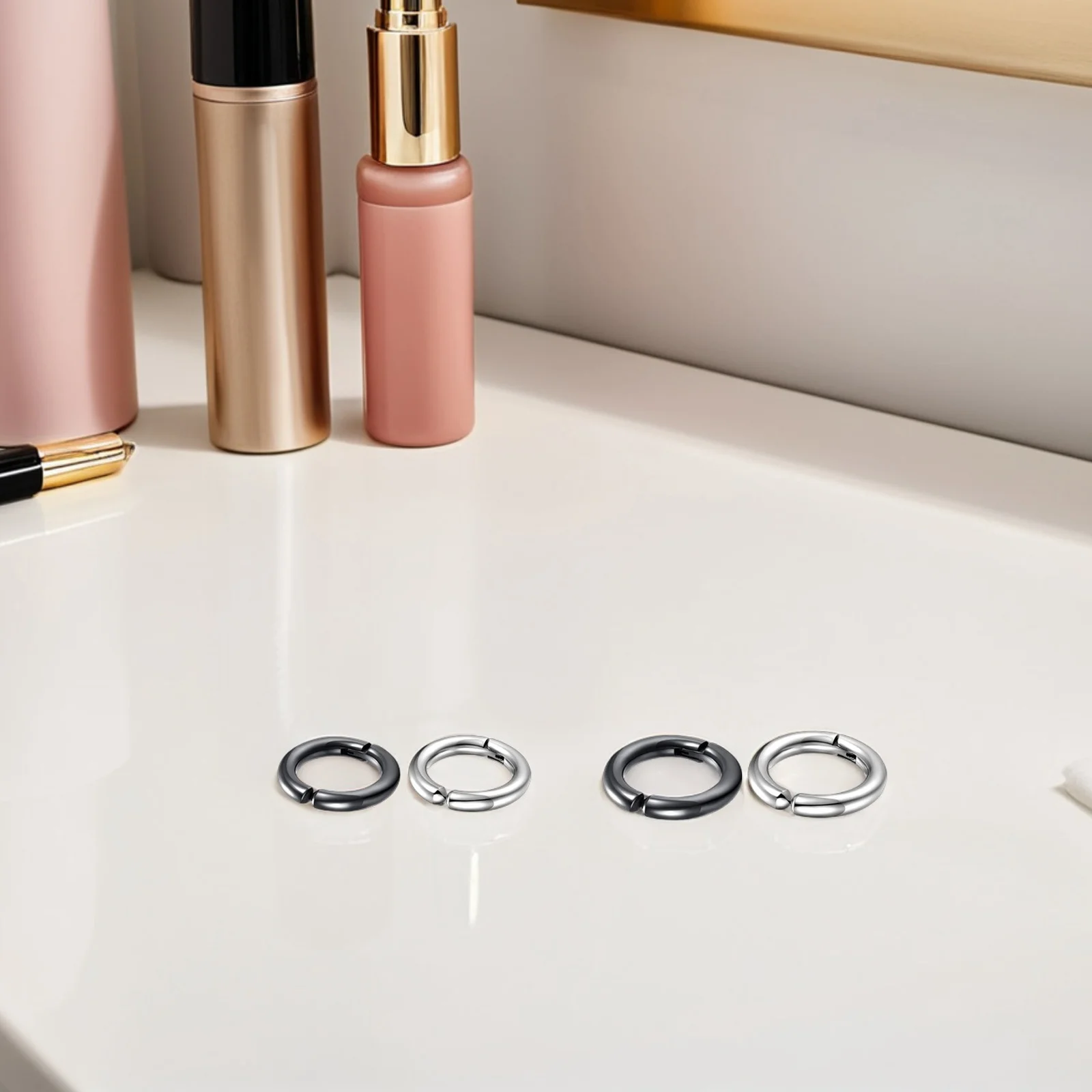 

8Pcs Non-Pierced Ear Clips Hypoallergenic Stainless Steel Round Circle Earrings for Men Women Clip-on Hoop Jewelry Comfortable