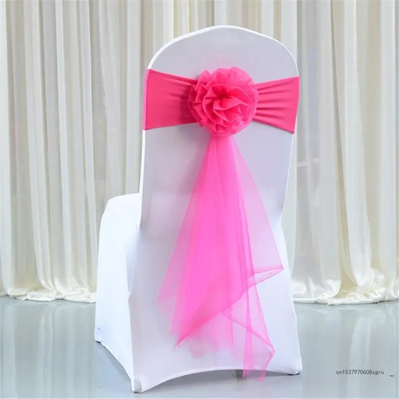 Elastic Chair Ties Spandex Chair Sashes Bows Stretchable Chair Sash Bows for Reception and Ceremony Decorations