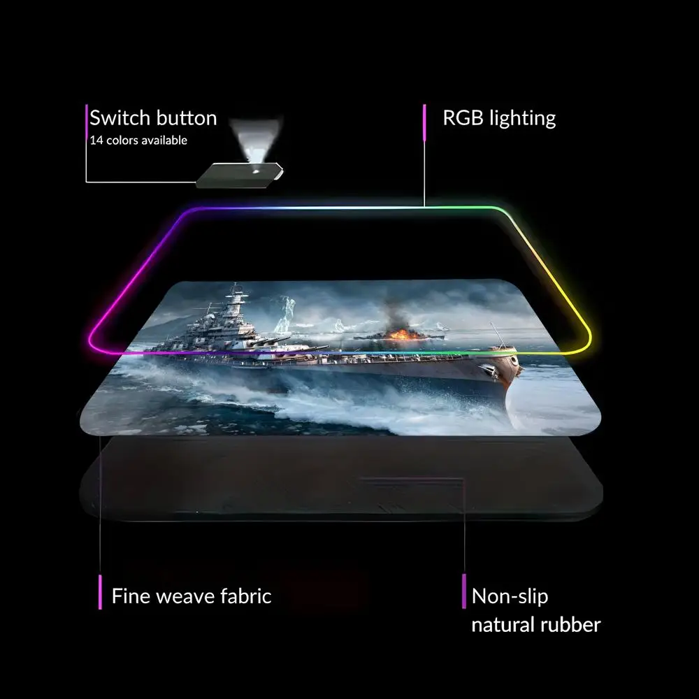 XAXC RGB Vintage  naval battleship artwork mouse pad  anti-slip durable For history buffs military collectors & strategy gamers