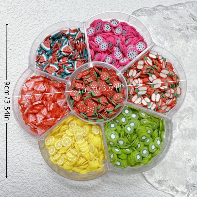 7-grid Box Japanese Dopamine Colored Mixed Candy Sequins Kawaii Fruit Slices DIY Nail Decoration Art Nail Art Charm