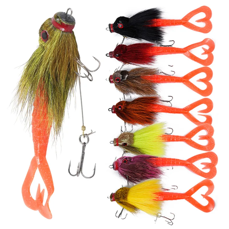 

50g 22cm Swimbaits Jointed Soft Bait 3D Eye Deer Hair Artificial Bait Fish Gear Freshwater Saltwater Catfish Salmon Musky Mouse