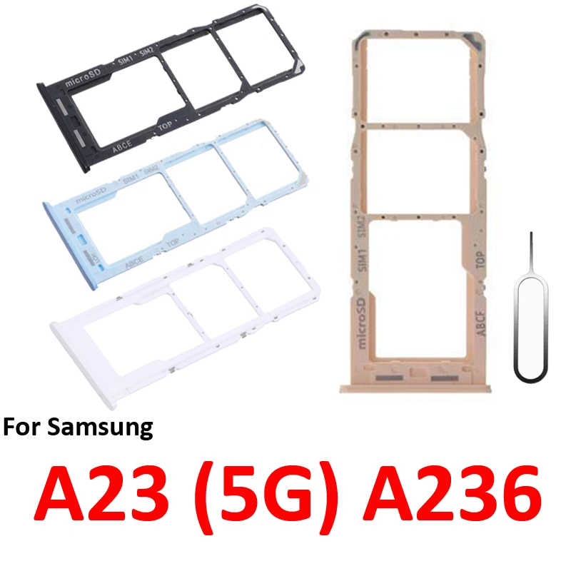 For Samsung Galaxy A23 5G A236 A236B Phone SIM Tray Micro SD Chip Card Slot Drawer Holder Pocket Single Dual Parts Black Blue