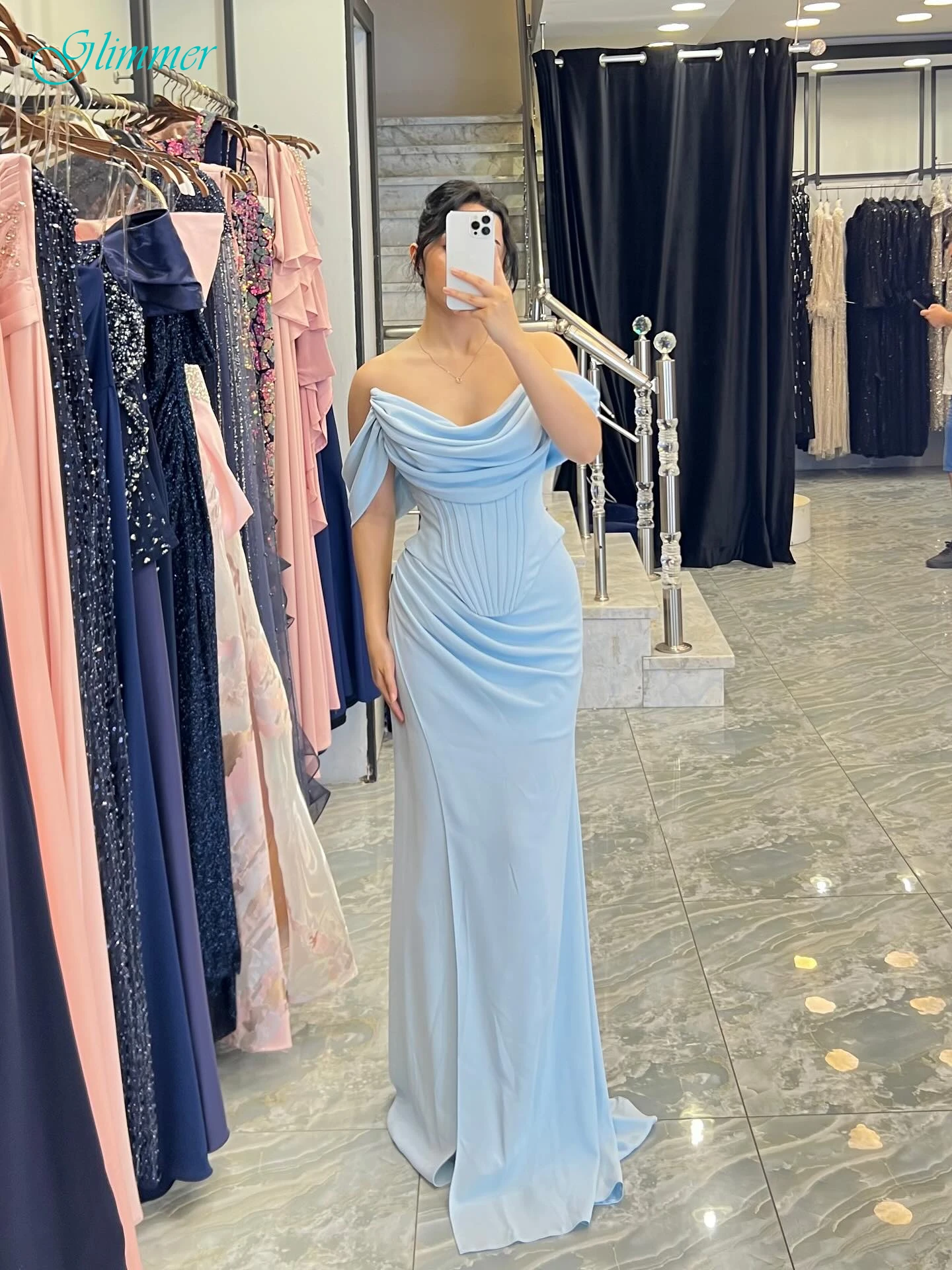 

Customized Straight Boat Neck Elegant Delicate Evening Dress and Modern Soft Bespoke Occasion Gowns Temperament Party Dress