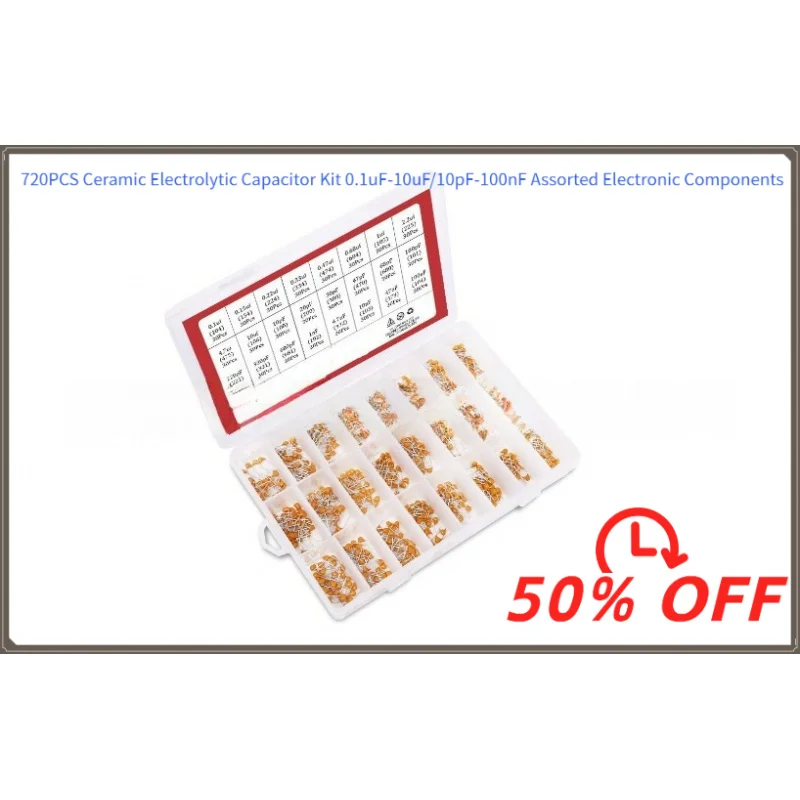 Full Range Ceramic Electrolytic Capacitors 720PCS 0.1uF-10uF/10pF-100nF Engineer Kit