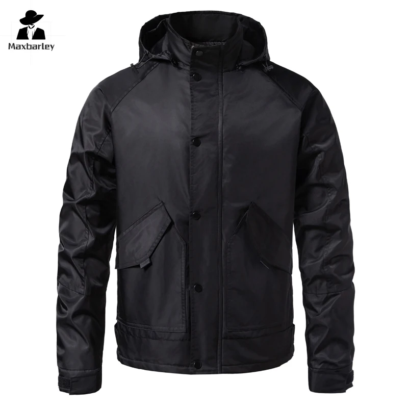 2024 New Brand Jacket Men's Autumn High-quality Casual Hooded Large Pocket Windproof Jacket Male Outdoor Hiking Sports Bike Coat