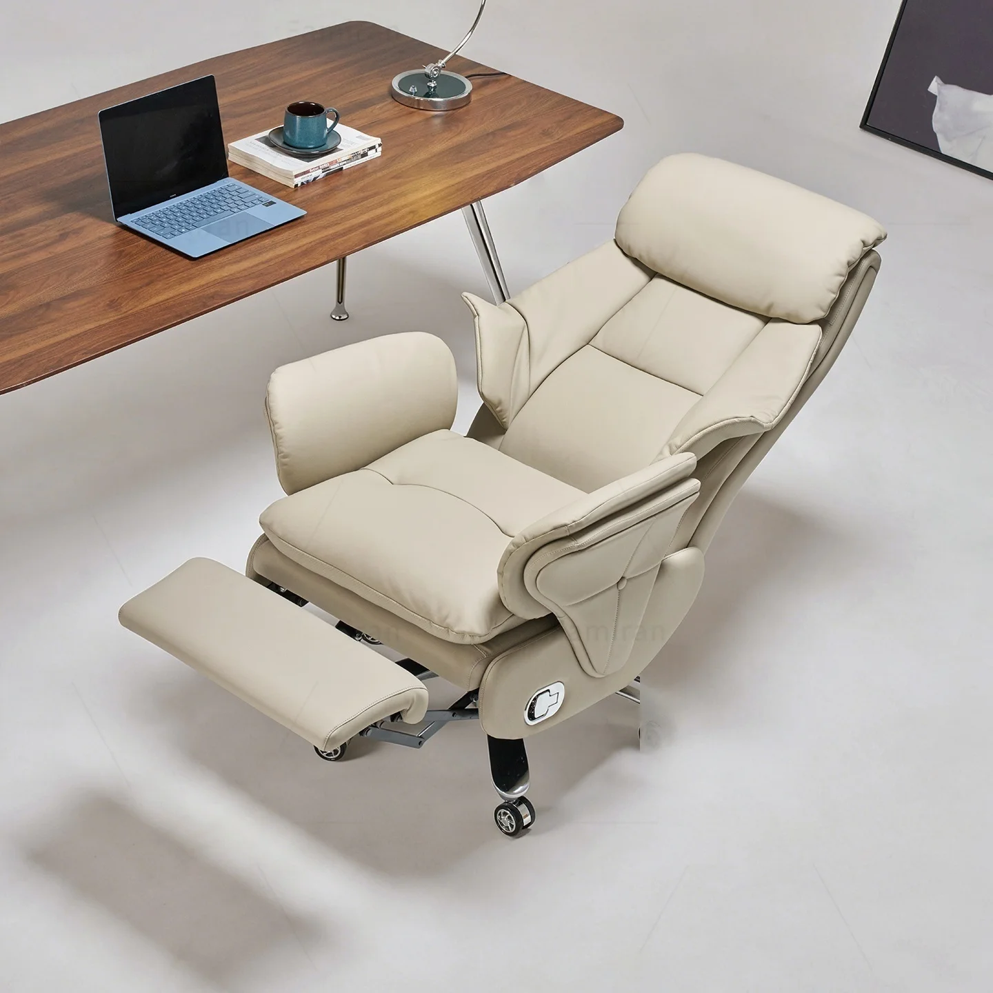 Ergonomic Modern High Back Leather Office Chair 360 Swivel Executive Chair Aluminum Base Electric Massage Chair For Dining Gym