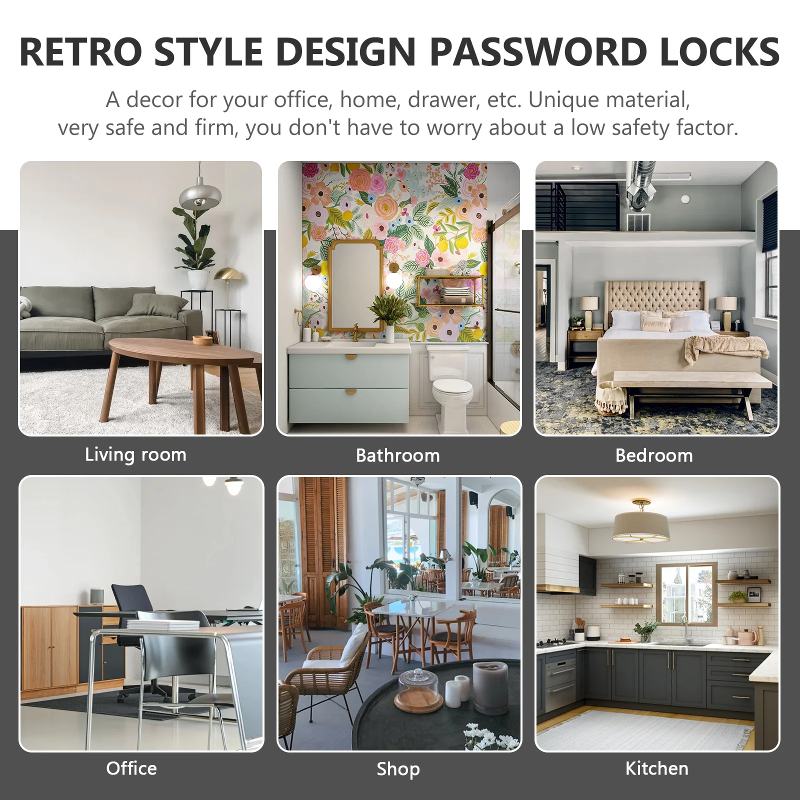 قفل مجمع سبائك الزنك قفل أمان بكلمة مرور نمط عتيق عتيق لخزانة درج صندوق مجوهرات قفل صيني #3