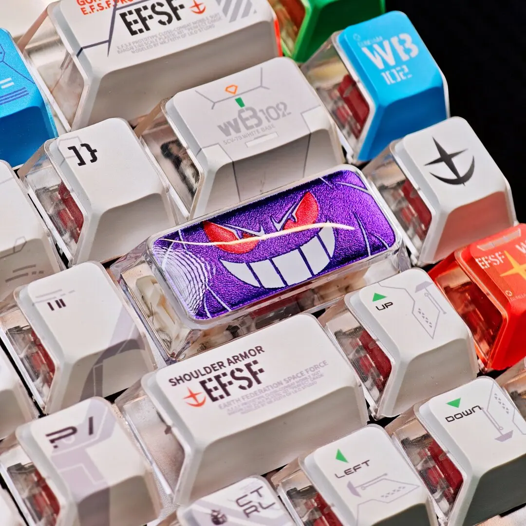 

Анимированный кейкап Gengar Glue 2.25U Gilt Enter, одиночный, мультяшный, для механической клавиатуры с крестообразным штоком, полупрозрачный, для клавиш Enter и Shift