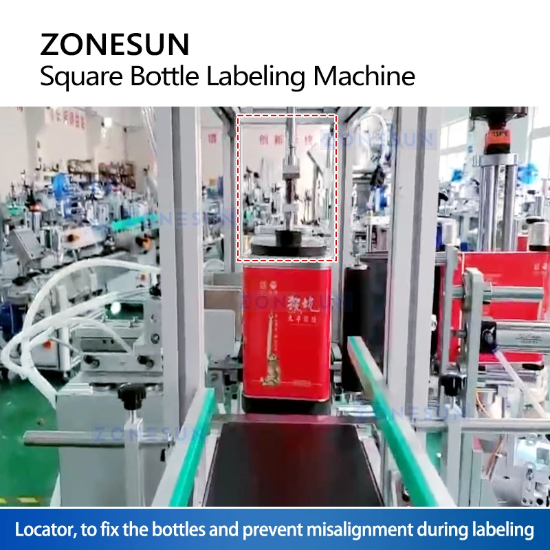 Zonesun ZS-SL25 Etikettenapplikator für quadratische Flaschen – automatische Etikettiermaschine zum Umwickeln für quadratische Flaschen