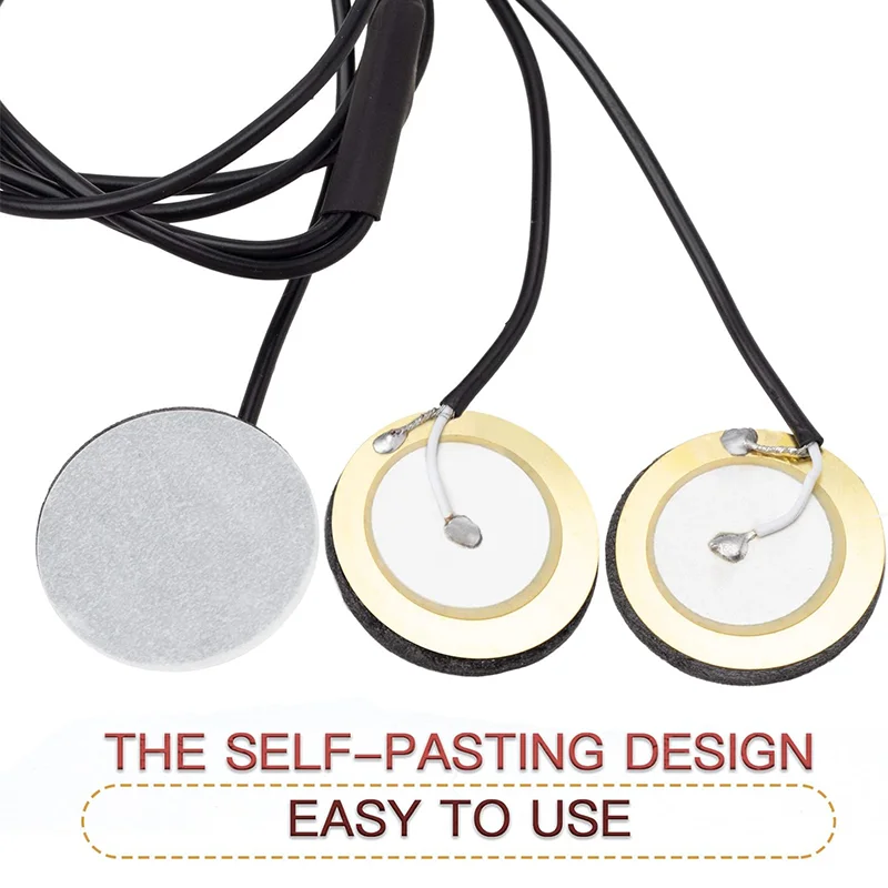 Piezo Pickup Transducer  for Kalimba Thumb Piano with 1/4 Inch Jack Self-Adhesive 3 in 1 Microphone Contact Piezo Pickups