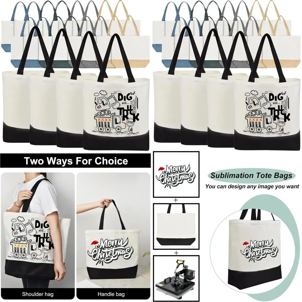 

Bulk Sublimation Polyester Tote Bags, Reusable Washable Canvas Bags for DIY Craft