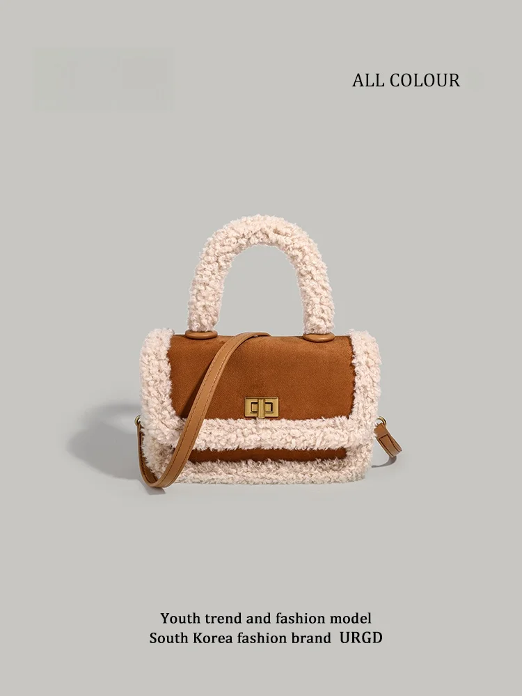 

URGD Faionable Plu Lamb Fur Женская сумка через плечо Sli Cact Square Сумка через плечо Мягкая повседневная сумка Lo Bule