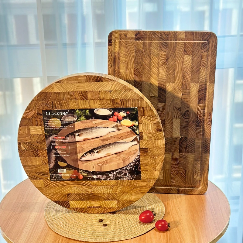 Solid Wood Cutting Board,Extra Thick Chopping Block with No Paint,Anti-Mold Kitchen Panel, Round Butcher Block for Restaurant