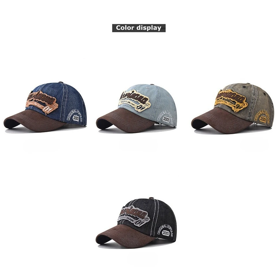New Men's and Women's Washed Denim America Baseball Cap, High-quality Duckbill Cap