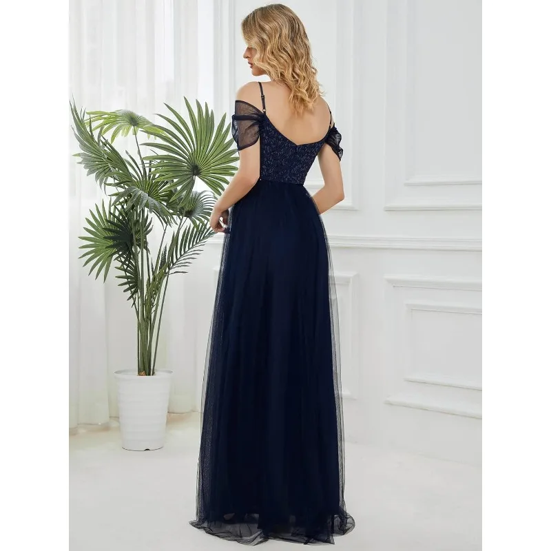 Wakuta elegante Frauen kalte Schulter Maxi Brautkleider A-Linie Pailletten formelle Party Abend Robe de Mariée 2024 Boheme