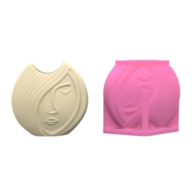 Elegant Half Face Vase Moulds Delicate and Unique Half Face Flower Vase Silicone Craft Mold for Art Enthusiasts