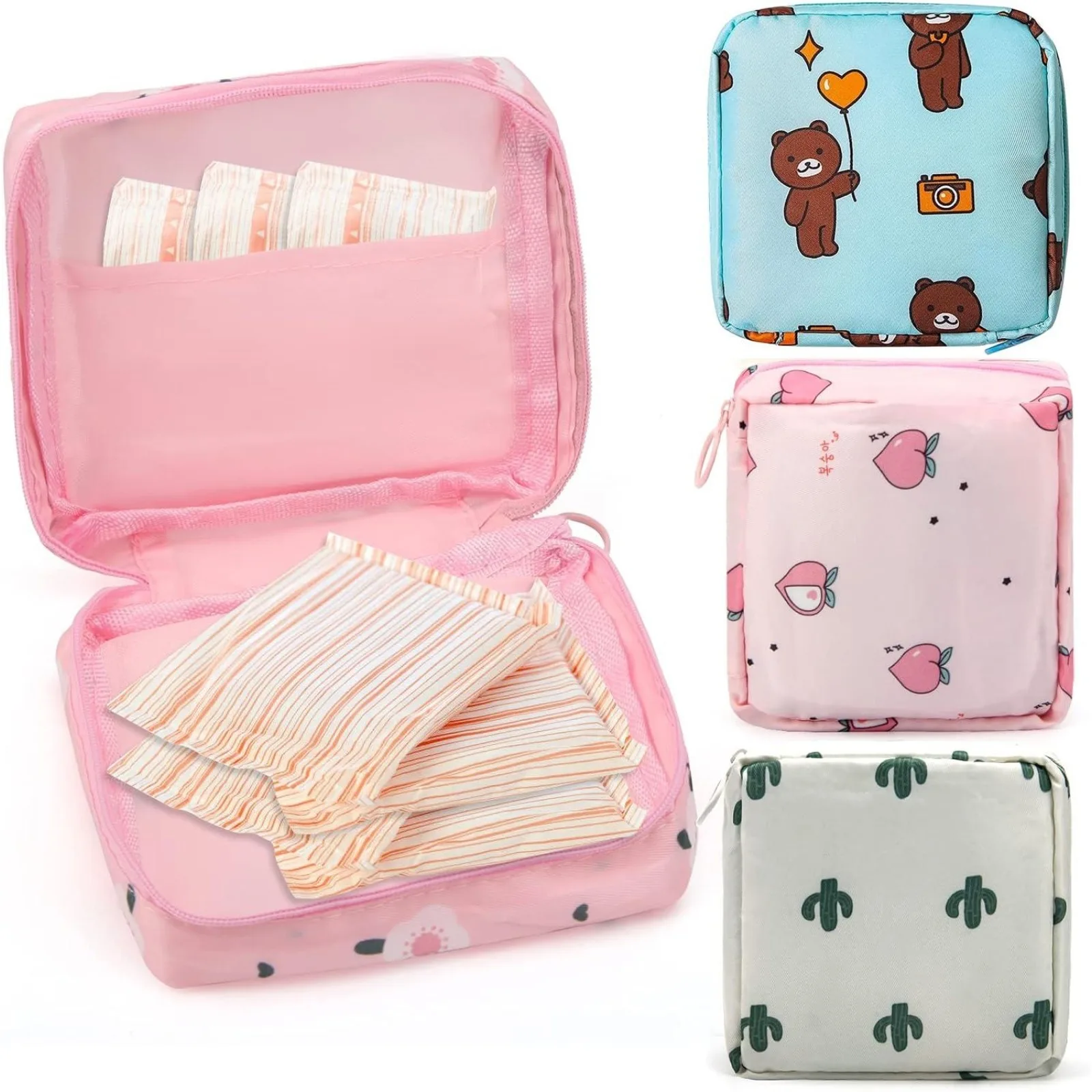 1 Pcs Sanitary Napkin Tampons Storage Bag Portable Zipper Menstrual Pad Holder for Teen Girls Women