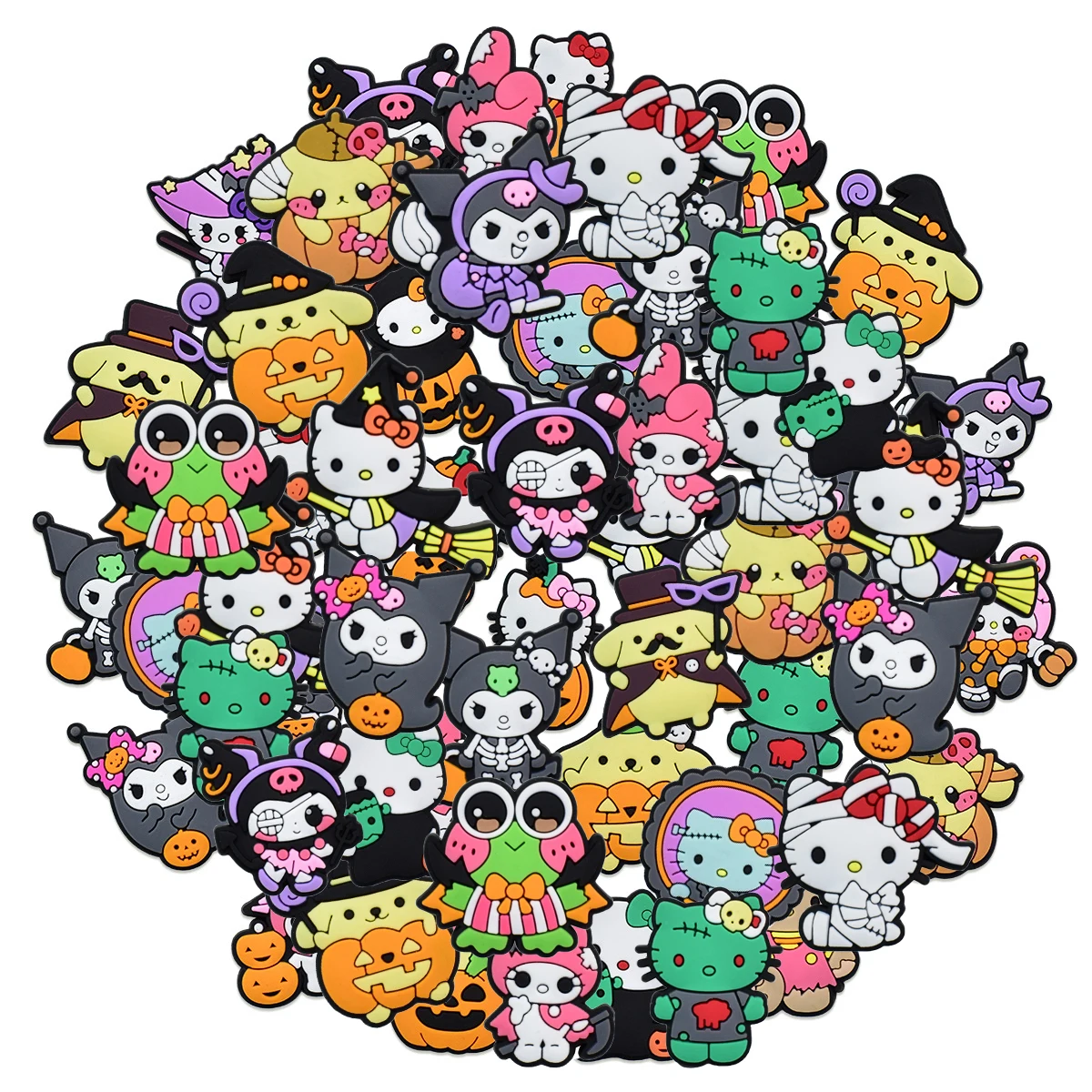 27-100pcs Kawai Snario Halloween Mix Cartoon Shoe Charms PVC DIY Shoes Decoration Sandal shoe Accessories Buckle for Kids Gifts