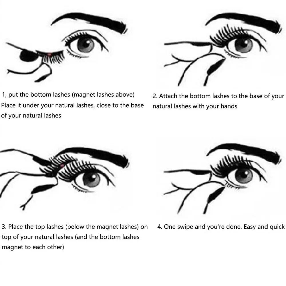 재사용 가능한 마그네틱 속눈썹 풀 스트립, 푹신한 4 자석 속눈썹, 방수 3D 인조 속눈썹 키트, 착용하기 쉬운 2 쌍