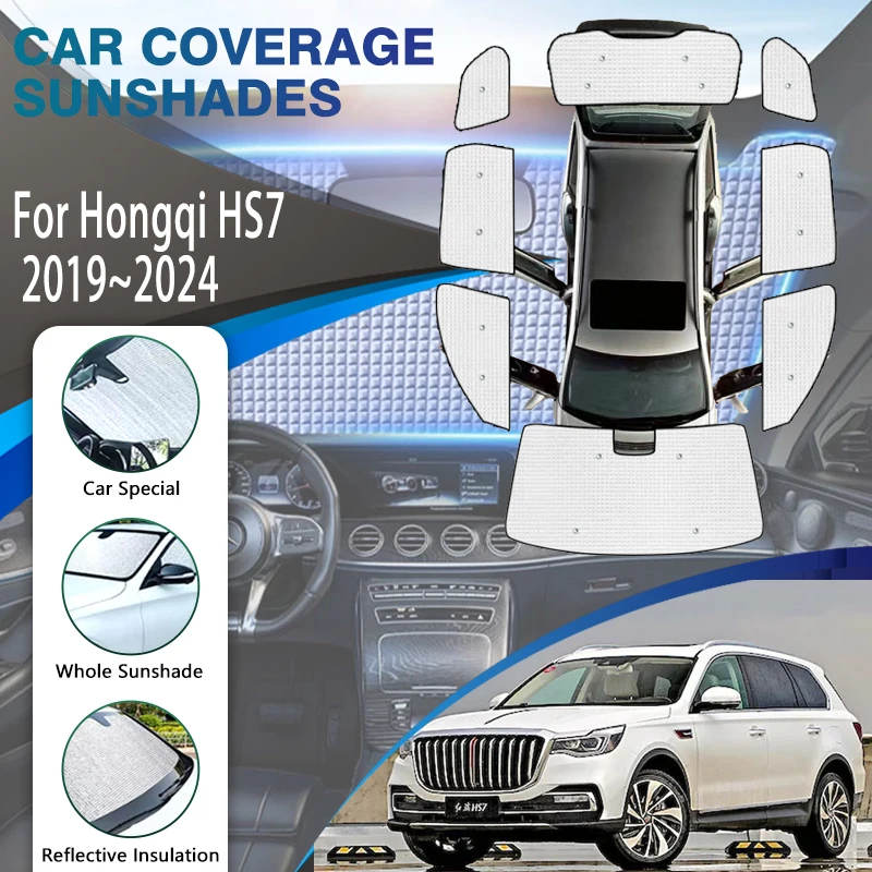 

Full Covers Sunshades For Hongqi HS7 5-door SUV 2019-2024 Summer Sunproof Shade Covers Window Visors Windshields Car Accessories