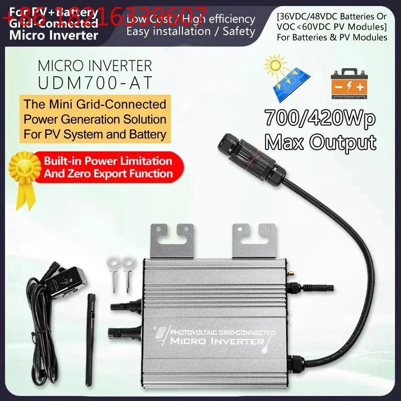 TAO AT800W 4 Modes Micro Inverter Solar Grid-Tie Limiter Sensor CT PV/Battery input 20-60V,Output 180~265VAC with WiFi&Anti-Back