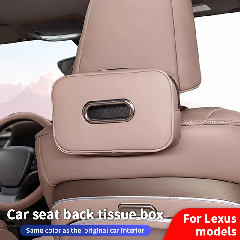 

QHCP Car Tissue Box Widen Heighten Tissue Box NAPPA Leather Tissue Bag Pocket Fits For Lexus ES NX RX GX UX Interior Accessories