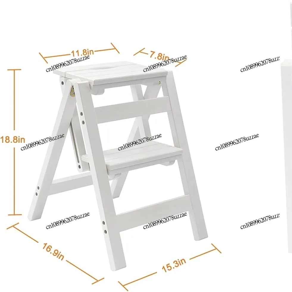 Solid Wood Folding Ladder Household Heightening Ladder Space Saving Thickening