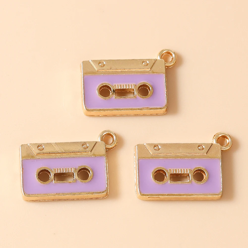 Leslie 10 Stück Emaille-Anhänger mit Motiven von Musik, Radio, Grammophon und Kassetten für die Schmuckherstellung, Anhänger, Halsketten, Ohrringe, DIY-Handarbeiten – Detail 28