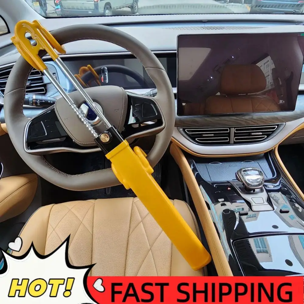 

Замок рулевого колеса с выдвижными двойными крюками, универсальный, подходит для легковых автомобилей, грузовиков, фургонов и внедорожников