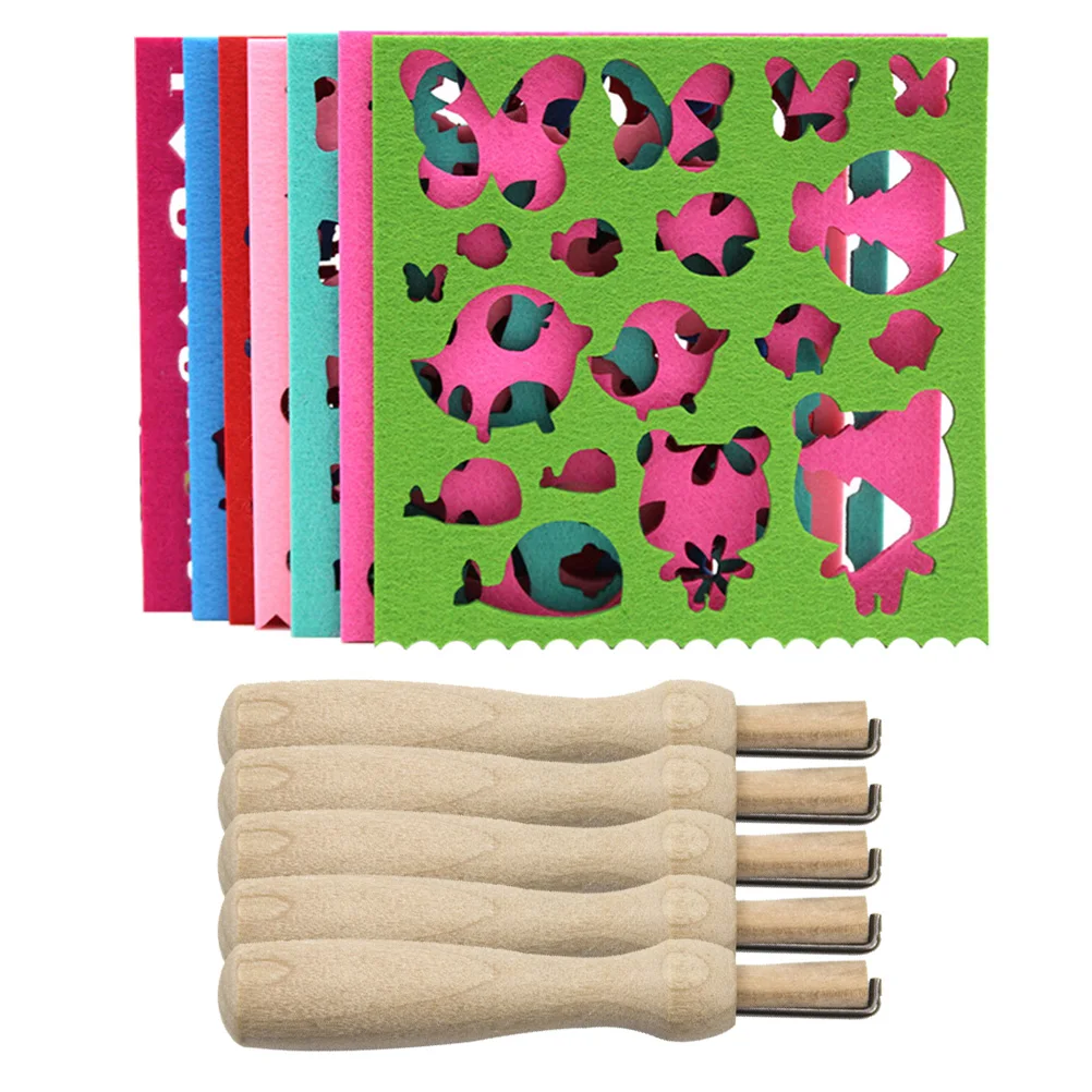 

1Set Needle Felt Kit for Beginner Safe Felt Beginner Kit with Wood and Metal Components Craft Template Tool Set