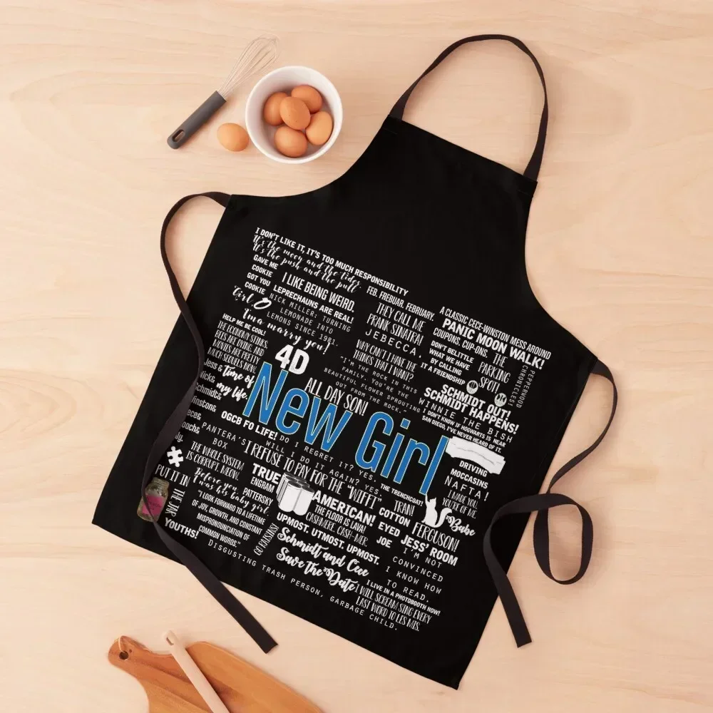 

New Girl Memorable Quotes White Font Apron Utensils For Kitchen Dress Apron
