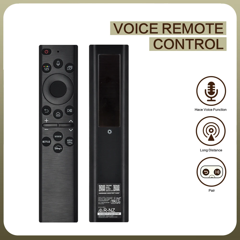 BN59-01385D พลังงานแสงอาทิตย์สําหรับ Samsung Smart Voice รีโมทคอนโทรลแผงพลังงานแสงอาทิตย์สําหรับ Samsung QLED 4K สมาร์ททีวี 2022 RMCSPB1EP1