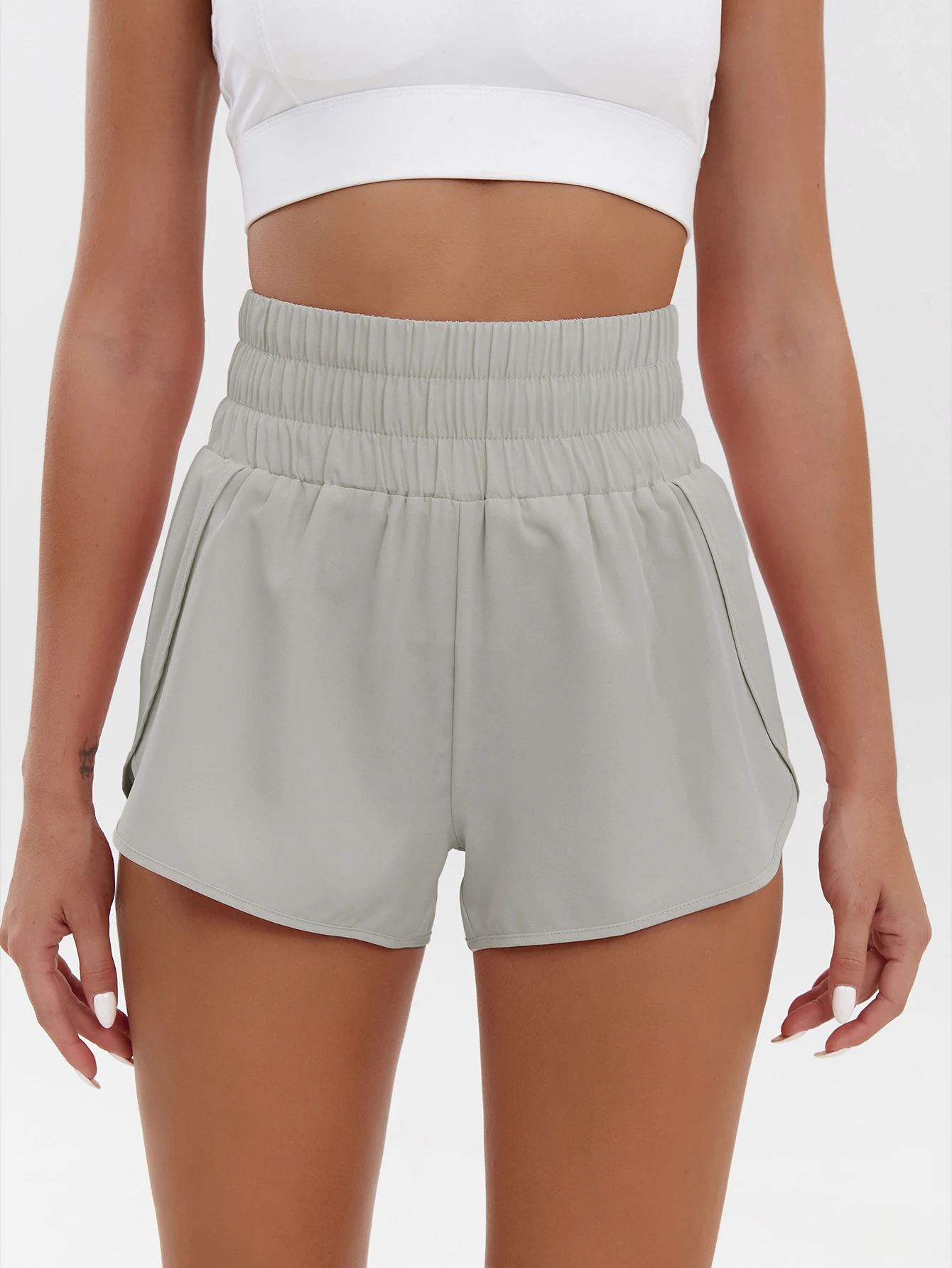 2025 Neue Europäische und Amerikanische Damen-Shorts mit Hoher Taille, Elastisch, Locker, Schnelltrocknend, Sport-Freizeitshorts, Atmungsaktive Hosen – Detail 16