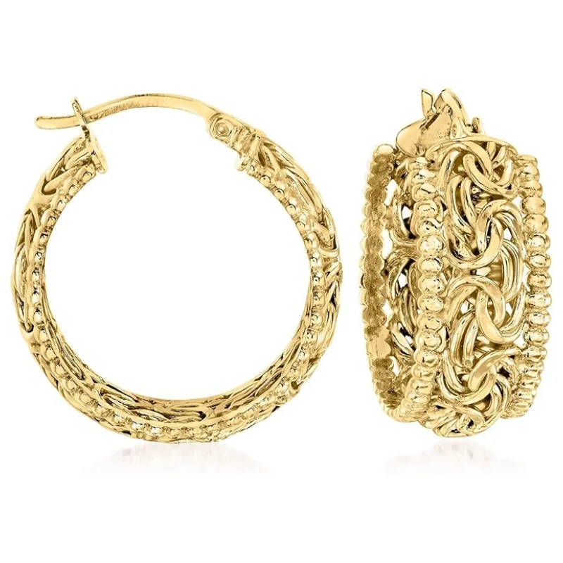 Klassische Modische Goldfarbene Creolen für Damen Vintage Kreativität Metall Handgeschnitztes Muster Schmuck
