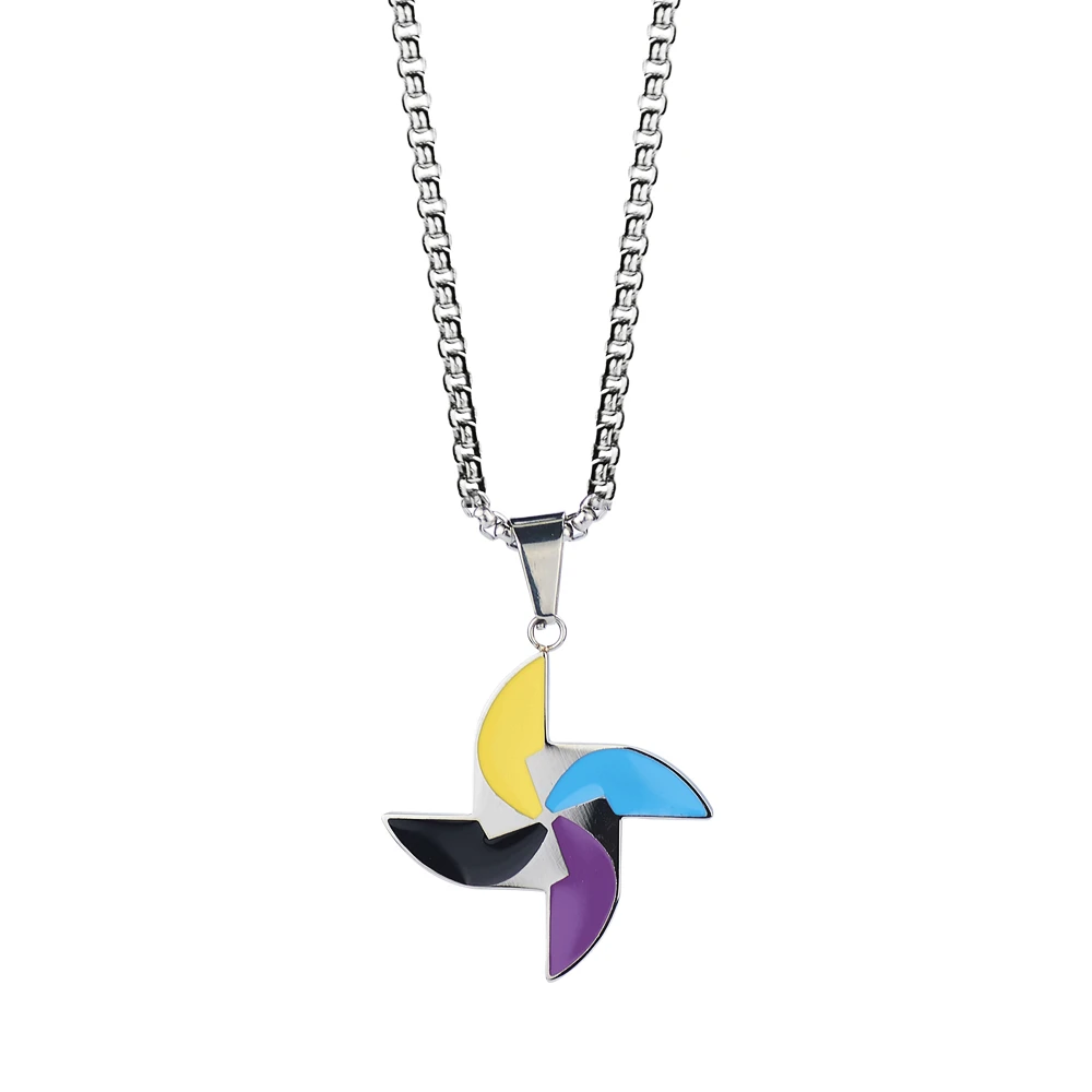 الفولاذ المقاوم للصدأ الأزياء طاحونة الأطفال قلادة قلادة مجوهرات هدية له مع سلسلة