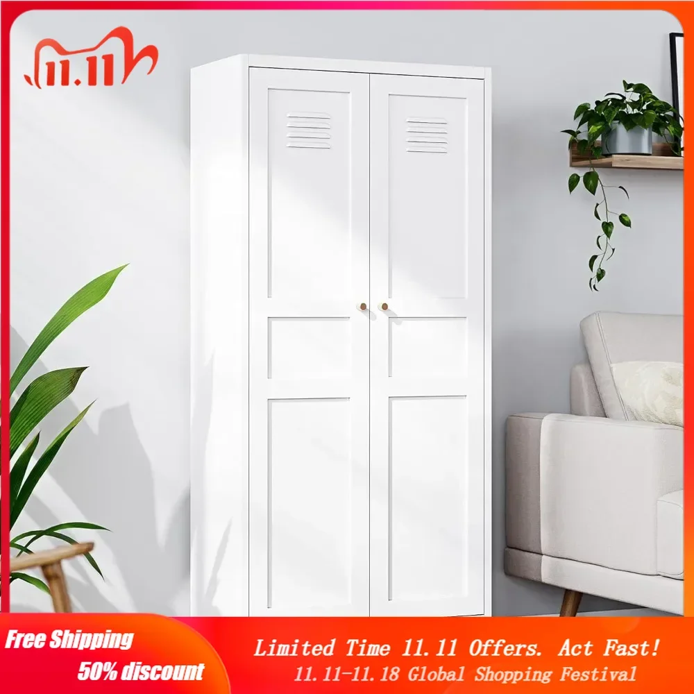 

Metal Storage Cabinet with Adjustable Shelves -Steel Cabinet Locker for Living Room