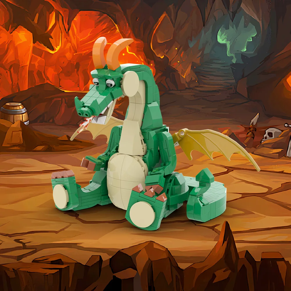 

MOC-210783 Cute Dragon Building Blocks Model Green Cute Dragon Bricks Fire Dragon DIY Assemble Toys Kids Birthday Gifts