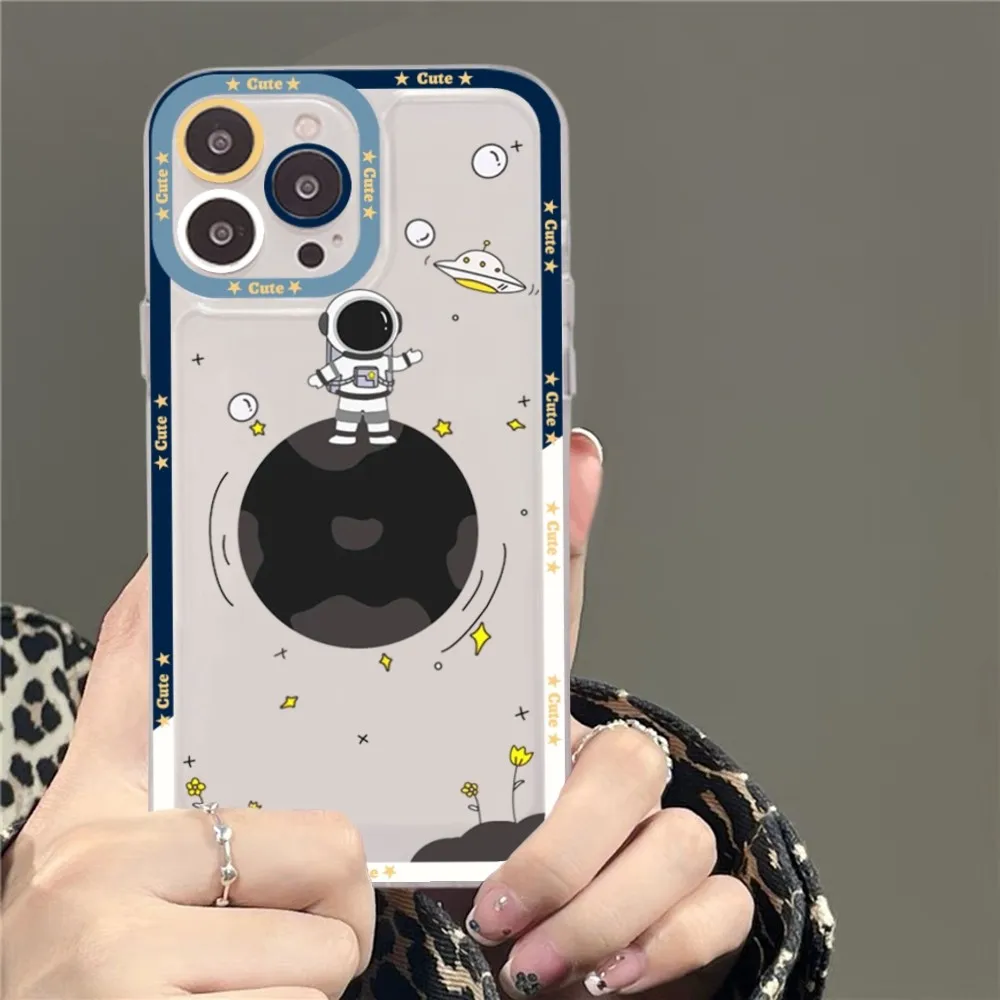 Space Astronaut Cartoon Phone Case For Redmi 7 8 9 A For Redmi Note 5 7 8 9 10 11 Pro Max 4G 5G Funfas