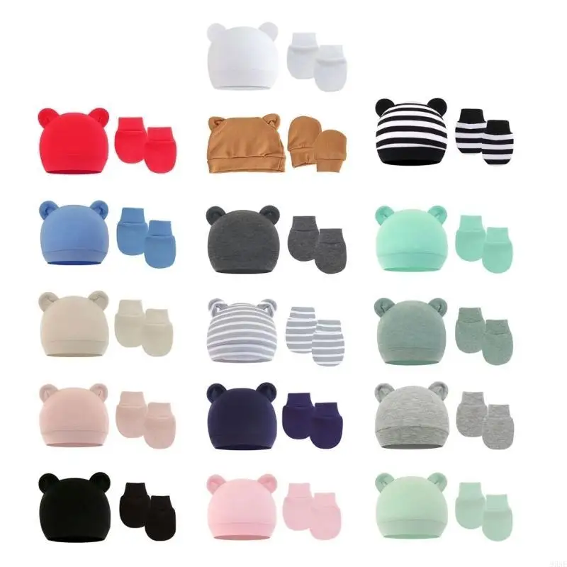 95EA NELBORN HAT مع قفازات الخريف الشتاء دافئ القطن طفل الاشياء الأطفال #3