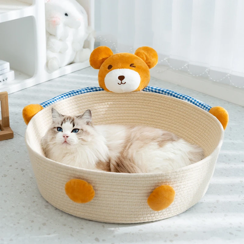 

Basket Cat Bed Pet Cat Tunnel Interactive Game Toy Cat Bed Cushion Mat Supplies Kennel Products Home Garden Cat House