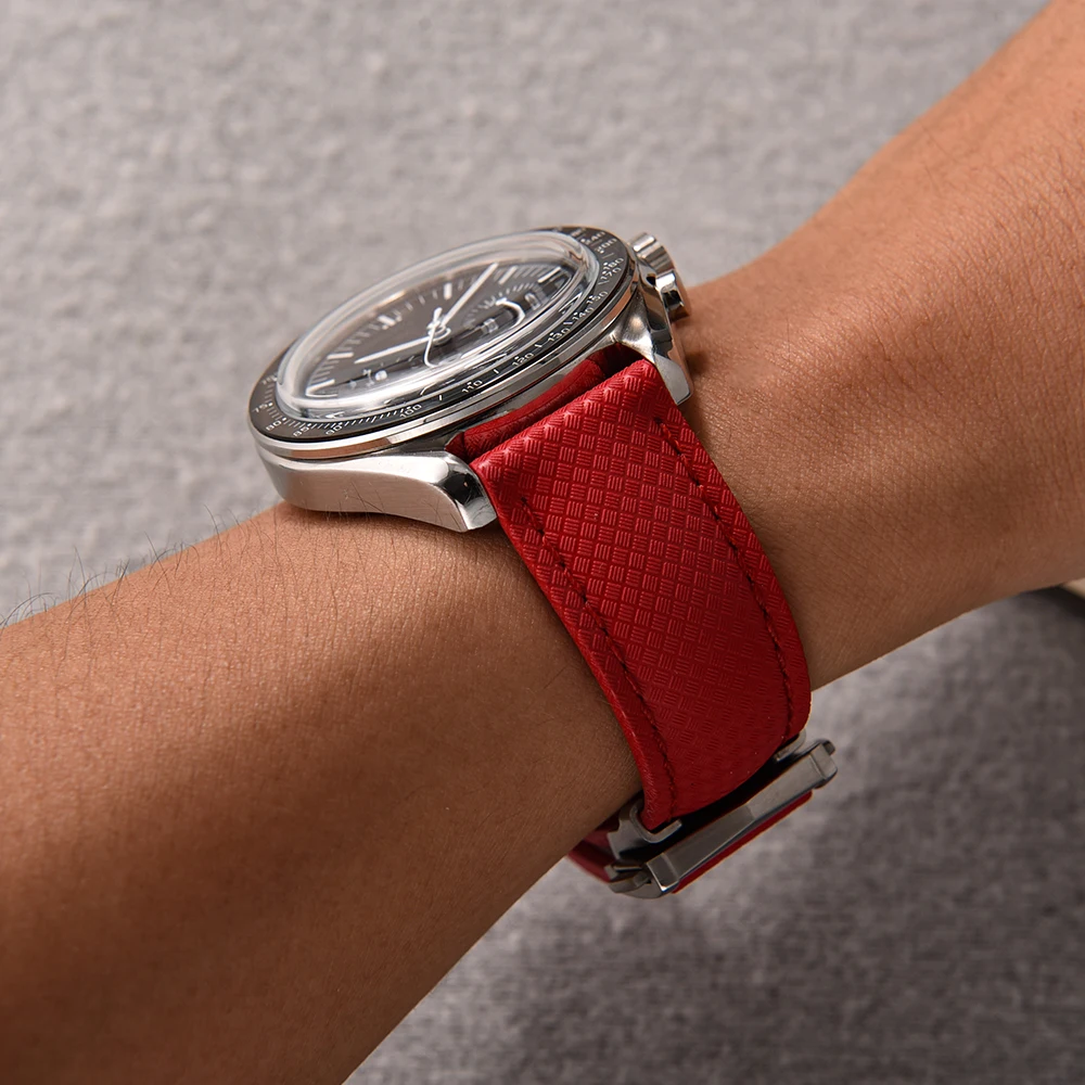 أعلى النمط الاستوائي FKM المطاط حزام ساعة مقاوم للماء الإفراج السريع نشر مشبك الأساور 20 مللي متر 22 مللي متر حزام ساعة اليد العالمي #5