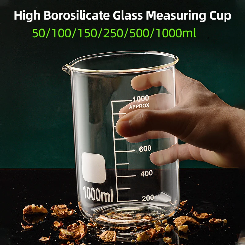 High Borosilicate Glass Measuring Cup Clear Scale Cup Laboratory Beaker Kitchen Baking Measuring Cup 50/100/150/250/500/1000ml