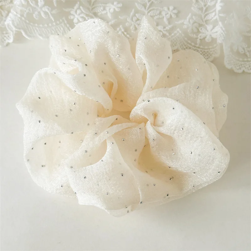 Mode Strass Mesh Haarband Chiffon Scrunchies Frauen Koreanische Seide Elastische Haar Krawatte Pferdeschwanz Halter Headwear Haar Zubehör – Detail 3