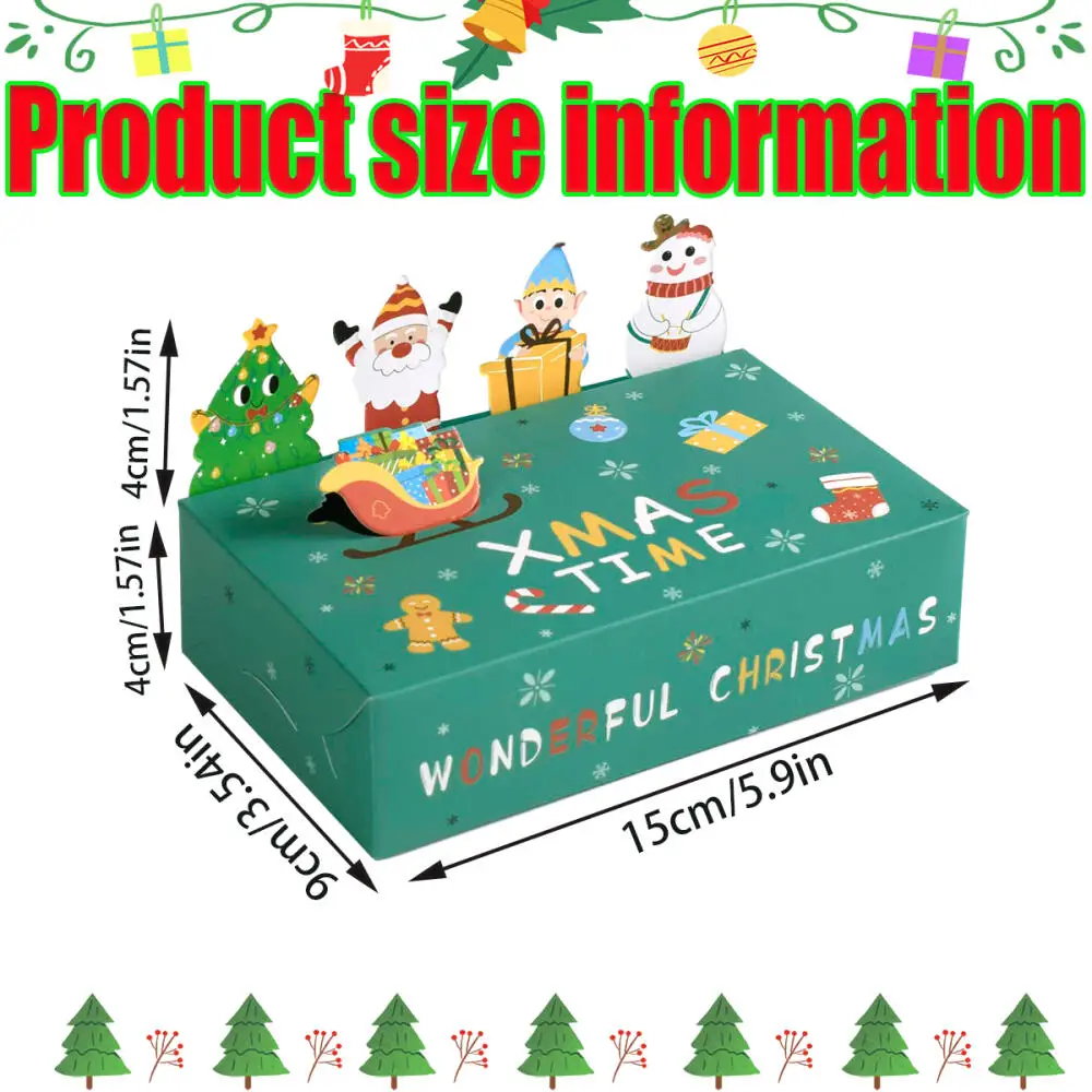 10pcs Cartoon Christmas Kraft Paper Candy Gift Box Kids Favor Cookie Box 2024 Christmas Party Decoration Xmas Navidad New Year