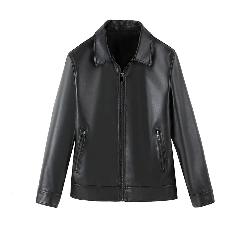 Spring Autumn Men's PU Leather Jackets Fashion Man Lapel Streetwear Motorcycle Biker Coats Man Business Zipper Leather Jackets
