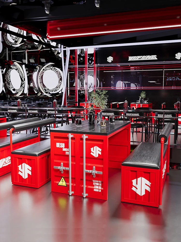 Stile industriale commerciale artigianato in metallo creativo contenitore in ferro carta divano bar e sedia combinazione bar barbecue