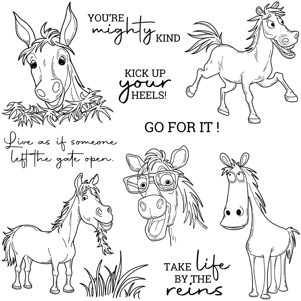 Mangocraft Cartoon Horse Cutting Dies Clear Stamp DIY Scrapbooking Supplies Metal Dies Silicone Stamp Cards Albums Decor