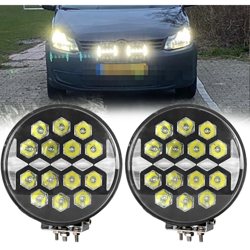 라운드 150W LED 작업등, 노란색 흰색 LED DRL 오프로드 안개등, 라다 트럭 4X4 4WD 자동차 액세서리, 9 인치, 12V, 24V, 1 개