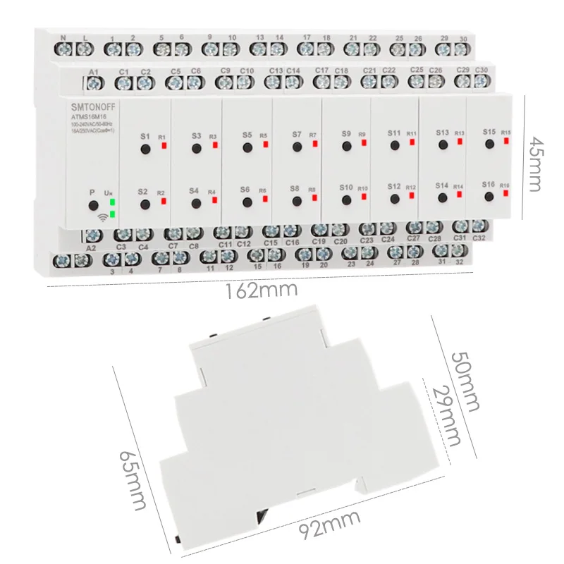 Tuya WiFi Interruptor Inteligente com Controle Remoto Externo, 16 Canais Isolados, Temporizador Inteligente, Controle de Voz, 16 Gang