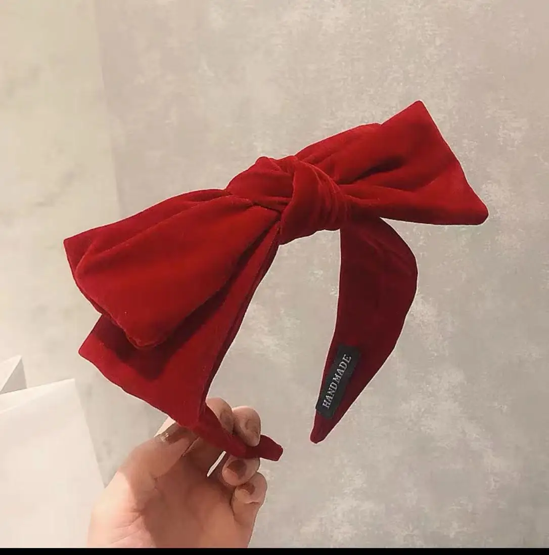 Large Bow Knotted Velvet Wide Headband Velour Hair Band Bowknot Accessories for Women Girls